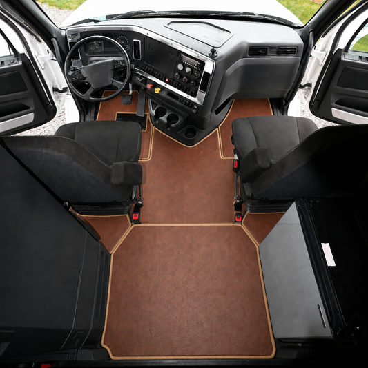 Floor mats fits FREIGHTLINER CASCADIA 116, 126 (2018-current) truck floor mats Prestige-Line BROWN