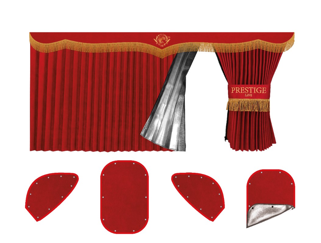 FRIEGHTLINER CASCADIA 2008-current sun-reflective blackout truck window curtains Prestige-Line RED ALFA-WAYS LLC