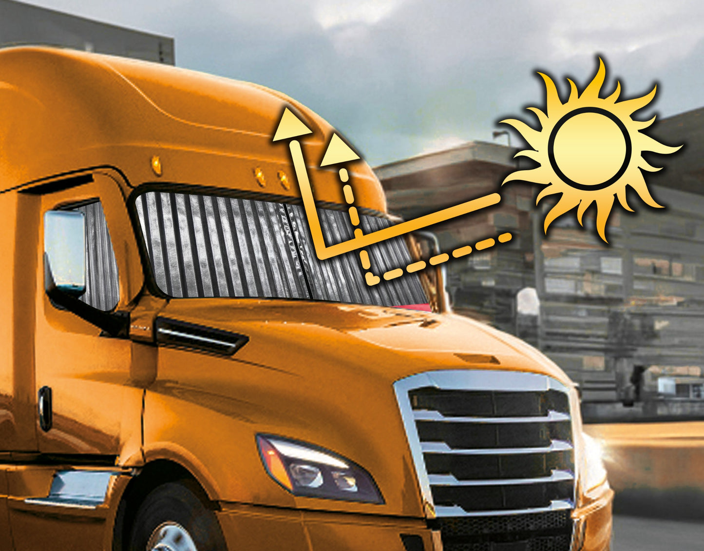 FRIEGHTLINER CASCADIA 2008-current sun-reflective blackout truck window curtains Prestige-Line RED ALFA-WAYS LLC