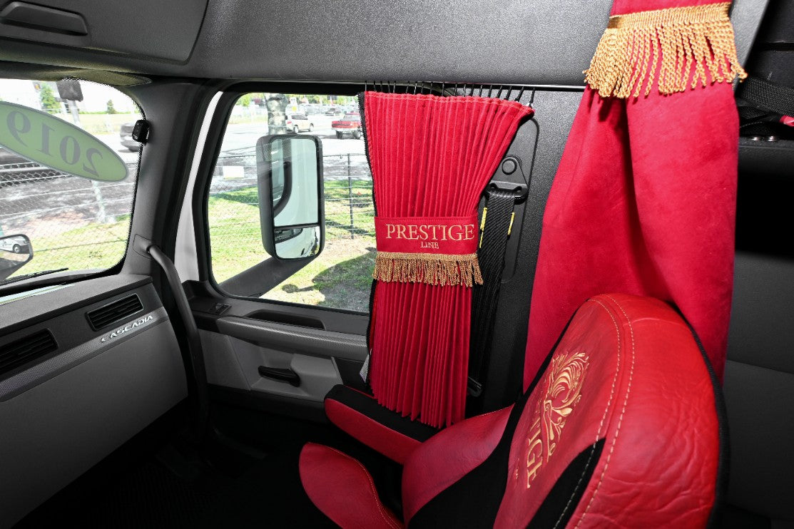 FRIEGHTLINER CASCADIA 2008-current sun-reflective blackout truck window curtains Prestige-Line RED ALFA-WAYS LLC