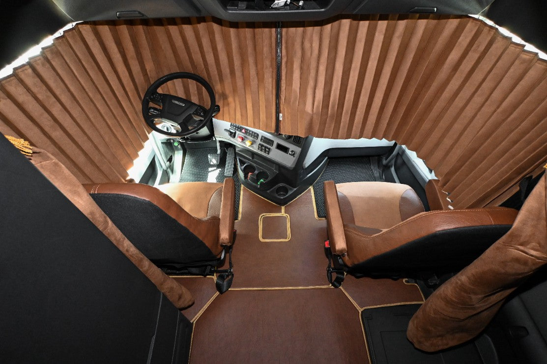 FRIEGHTLINER CASCADIA 2008-current sun-reflective blackout truck window curtains Prestige-Line BROWN ALFA-WAYS LLC