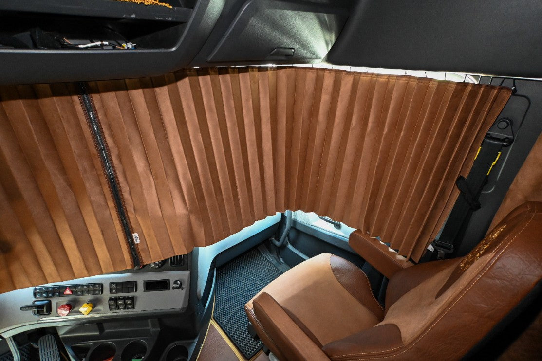 FRIEGHTLINER CASCADIA 2008-current sun-reflective blackout truck window curtains Prestige-Line BROWN ALFA-WAYS LLC