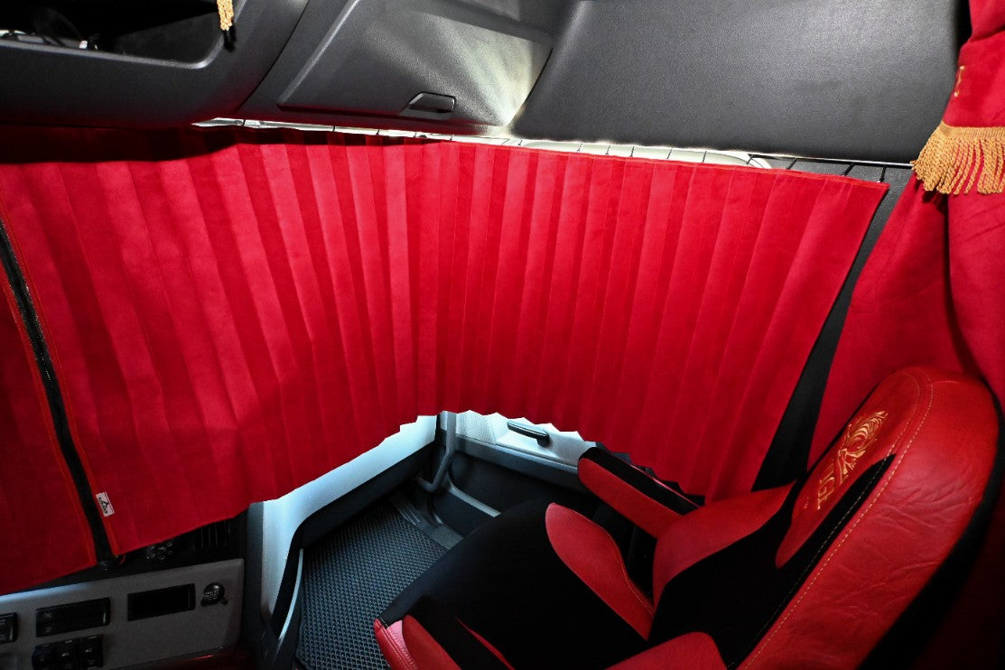 FRIEGHTLINER CASCADIA 2008-current sun-reflective blackout truck window curtains Prestige-Line RED ALFA-WAYS LLC