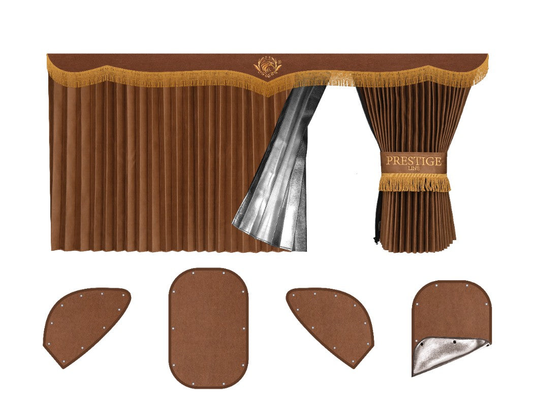 FRIEGHTLINER CASCADIA 2008-current sun-reflective blackout truck window curtains Prestige-Line BROWN ALFA-WAYS LLC