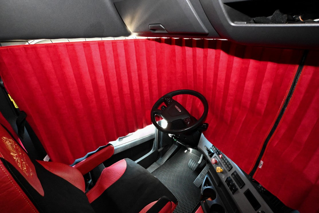 FRIEGHTLINER CASCADIA 2008-current sun-reflective blackout truck window curtains Prestige-Line RED ALFA-WAYS LLC