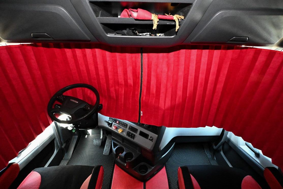 FRIEGHTLINER CASCADIA 2008-current sun-reflective blackout truck window curtains Prestige-Line RED ALFA-WAYS LLC