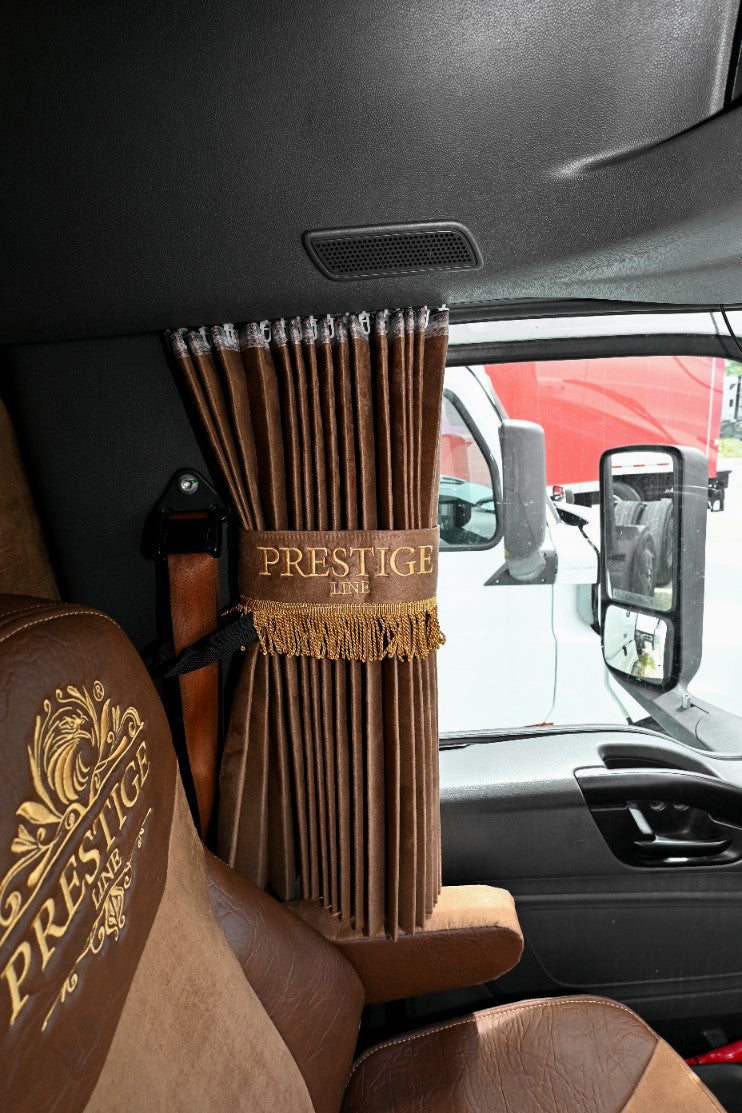INTERNATIONAL LT RH PROSTAR LONESTAR truck window curtains Prestige-Line BROWN ALFA-WAYS LLC