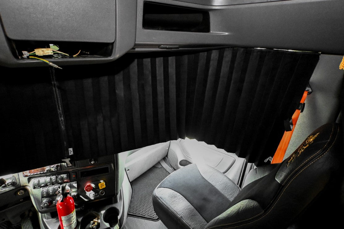 INTERNATIONAL LT RH PROSTAR LONESTAR truck window curtains Prestige-Line BLACK ALFA-WAYS LLC