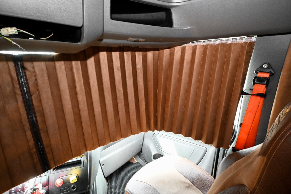 INTERNATIONAL LT RH PROSTAR LONESTAR truck window curtains Prestige-Line BROWN ALFA-WAYS LLC