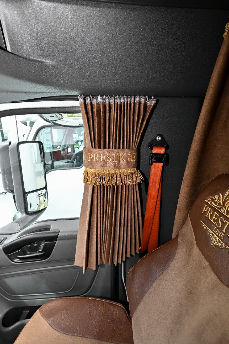 INTERNATIONAL LT RH PROSTAR LONESTAR truck window curtains Prestige-Line BROWN ALFA-WAYS LLC