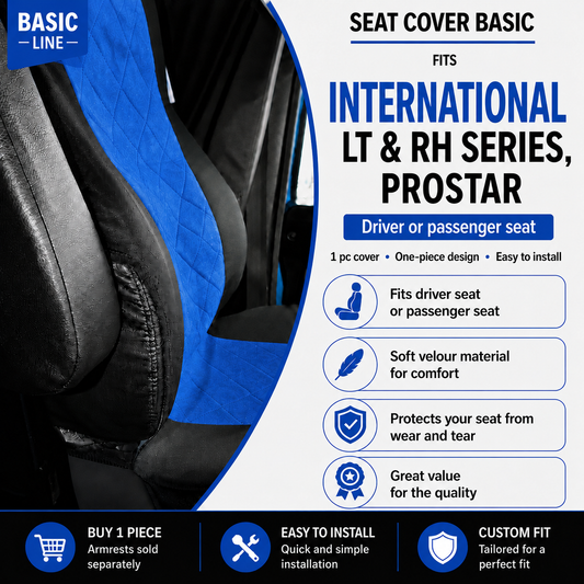 Seat Cover Basic fits INTERNATIONAL LT & RH SERIES, PROSTAR BLUE