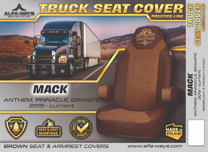 MACK ANTHEM, pinacle, granite, 2019-current truck seat cover Prestige-Line BROWN ALFA-WAYS LLC