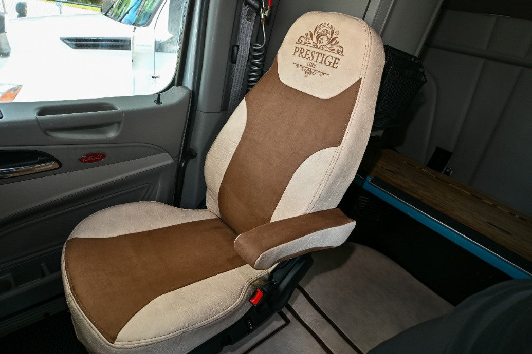 Beige seat cover PETERBILT 579, 579EV, 589, 567 seat zoom