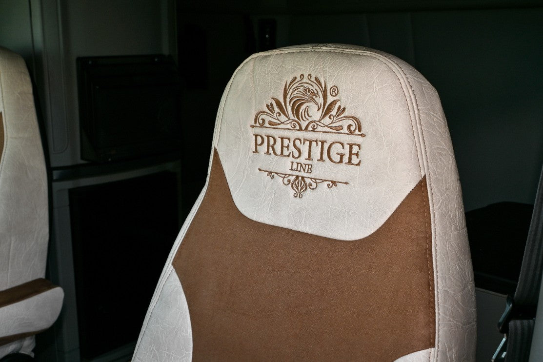 Beige seat cover PETERBILT 579, 579EV, 589, 567 seat detail zoom