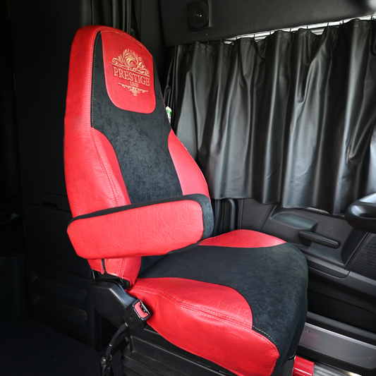 FREIGHTLINER CASCADIA 125, 116, 126 (2014-current) (33" back) truck seat cover & armrest covers Prestige-Line RED