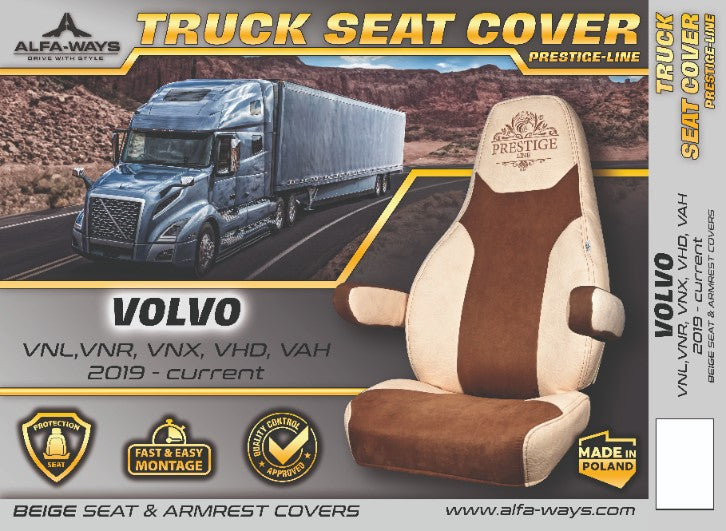 VOLVO vnl, vnr, vnx, vhd, vah 2019-current truck seat cover Prestige-Line BEIGE ALFA-WAYS LLC
