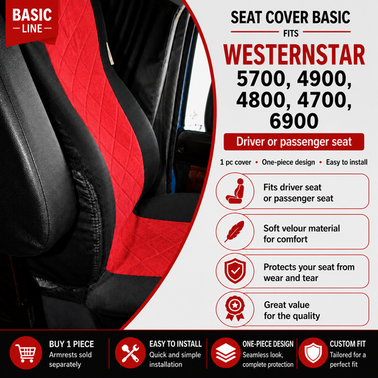 Seat Cover Basic fits WESTERN STAR 5700, 4900, 4800, 4700, 6900 RED