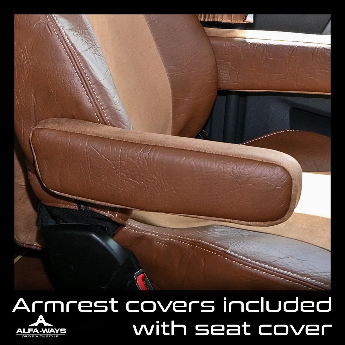 FREIGHTLINER CASCADIA 125, 116, 126 (2014-current) (33" back) truck seat cover & armrest covers Prestige-Line BROWN
