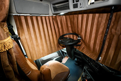 VOLVO vnl all sleeper models 2004-current sun-reflective blackout truck window curtains Prestige-Line BROWN ALFA-WAYS LLC