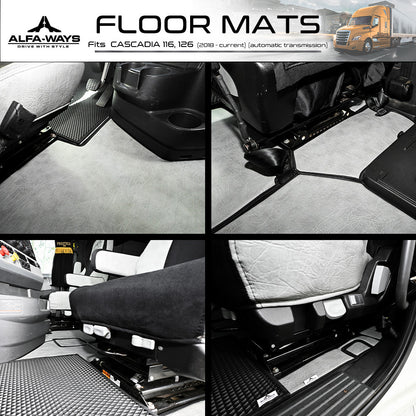 Floor Mats fits Freightliner Cascadia gen. 3 (2018-current) - Full Floor Set & 2 Additional Protective mats - Prestige-Line - GRAY