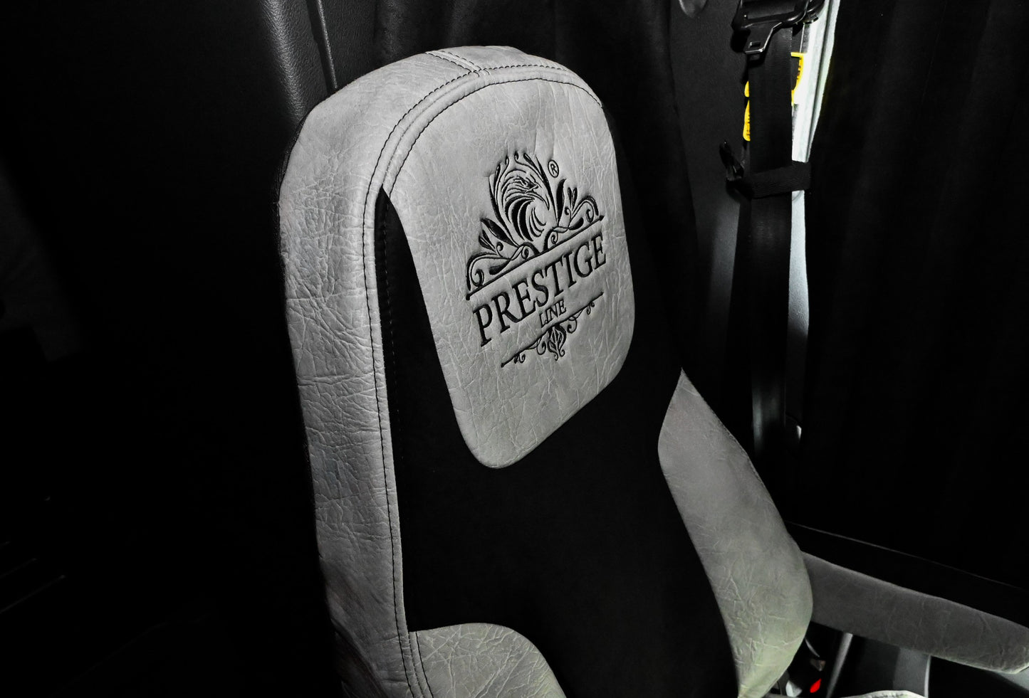 gray seat cover for FREIGHTLINER CASCADIA, gen.3, 2 evolution, 2014-current seat detail