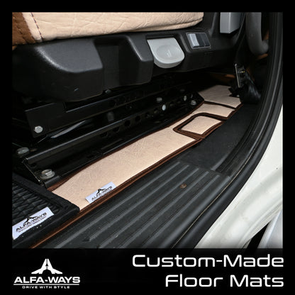 Beige floor mats for Freightliner Cascadia