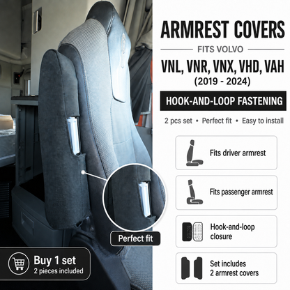 Armrest Covers fits VOLVO VNL, VNR, VNX, VHD, VAH (2019 - 2024)