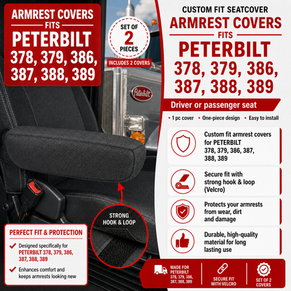 Armrest Covers fits PETERBILT 378, 379, 386, 387, 388, 389
