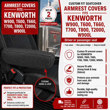 Armrest Covers fits KENWORTH W900, T600, T660, T700, T800, T2000, W900L