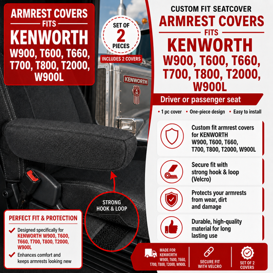 Armrest Covers fits KENWORTH W900, T600, T660, T700, T800, T2000, W900L