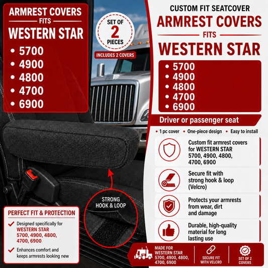 Armrest Covers fits WESTERN STAR 5700, 4900, 4800, 4700, 6900