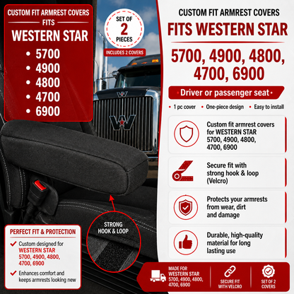 Armrest Covers fits WESTERN STAR 5700, 4900, 4800, 4700, 6900