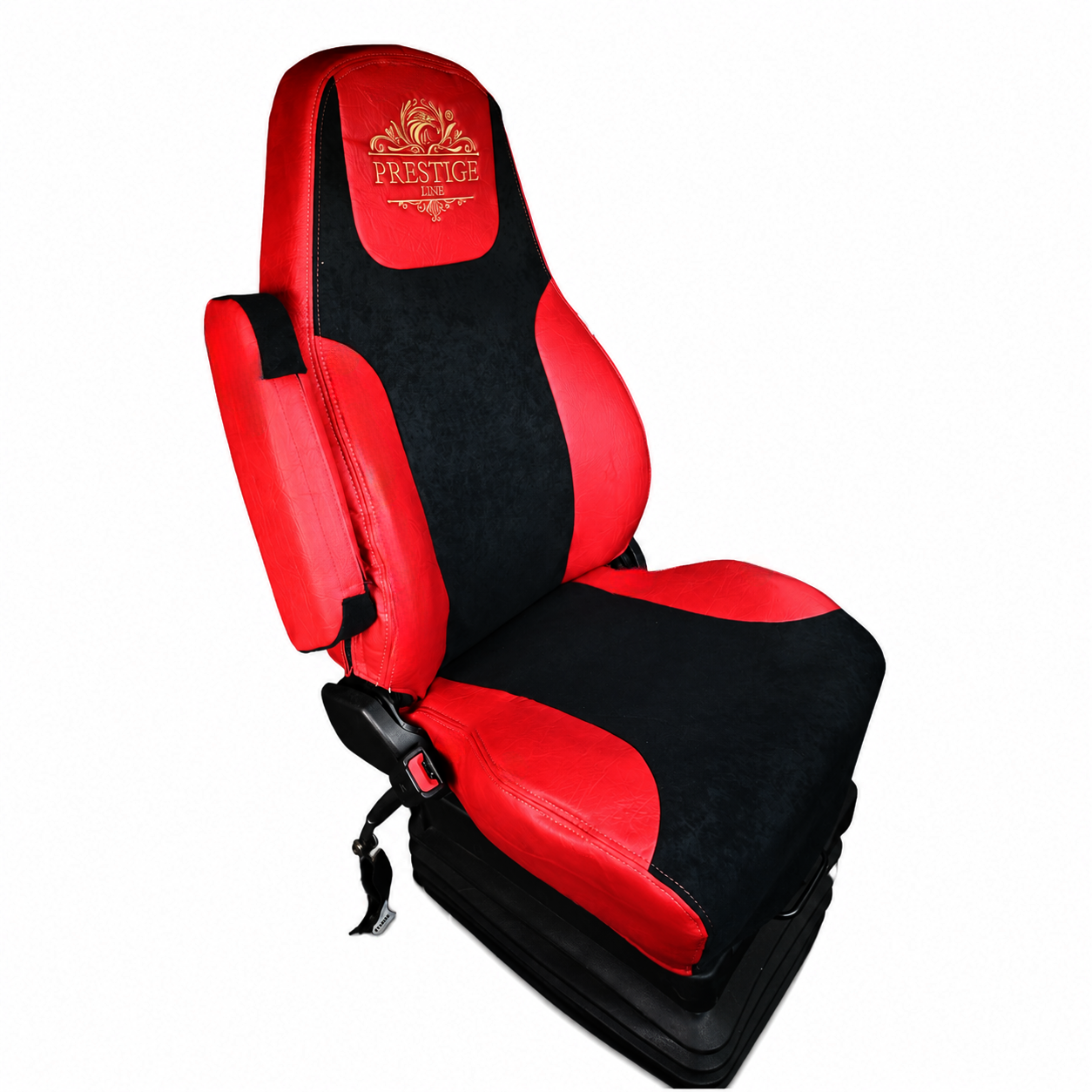 FREIGHTLINER CASCADIA 125, 116, 126 (2014-current) (33" back) truck seat cover & armrest covers Prestige-Line RED