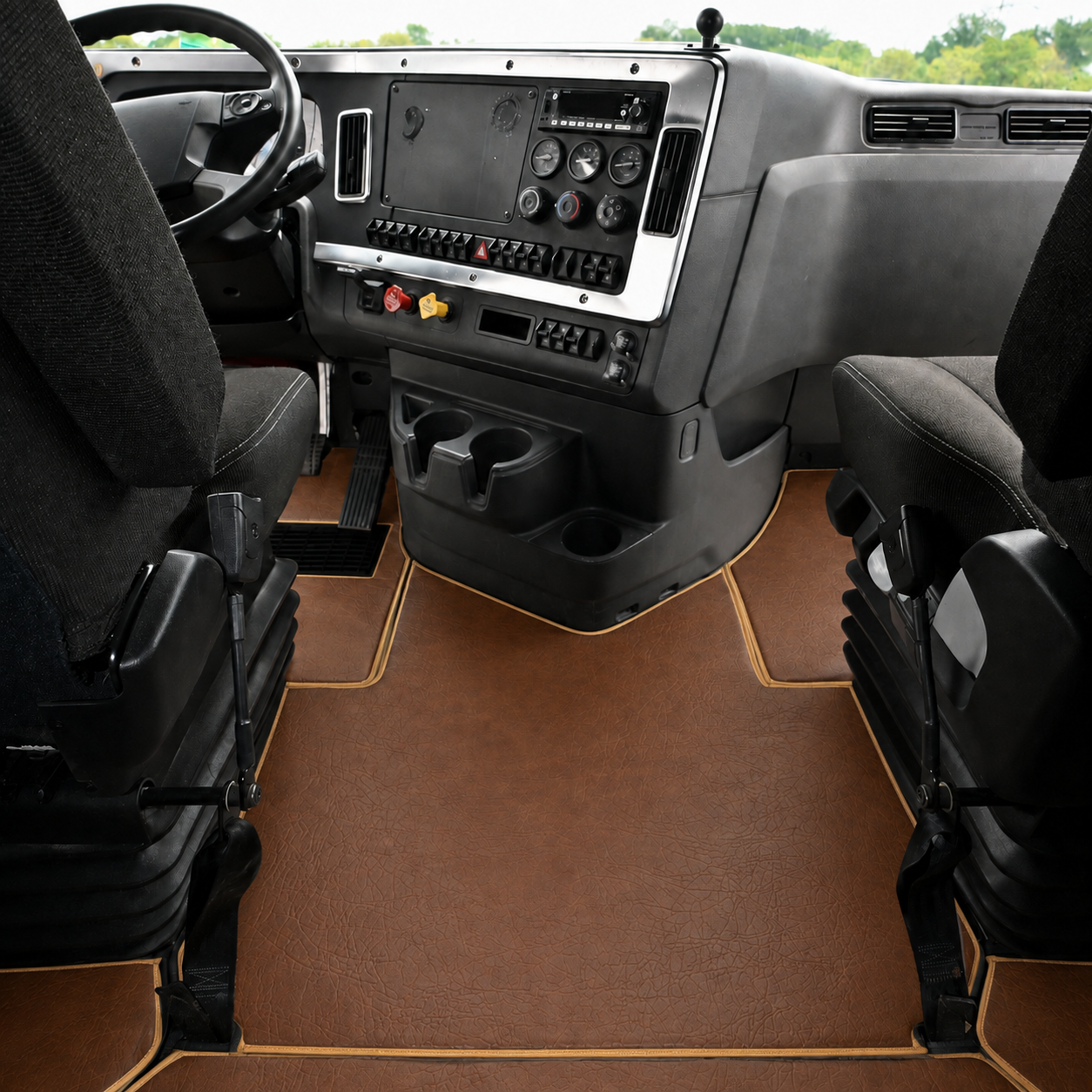 Floor mats fits FREIGHTLINER CASCADIA 116, 126 (2018-current) truck floor mats Prestige-Line BROWN