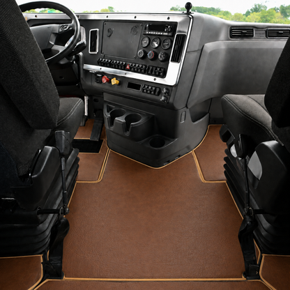Floor mats fits FREIGHTLINER CASCADIA 116, 126 (2018-current) truck floor mats Prestige-Line BROWN