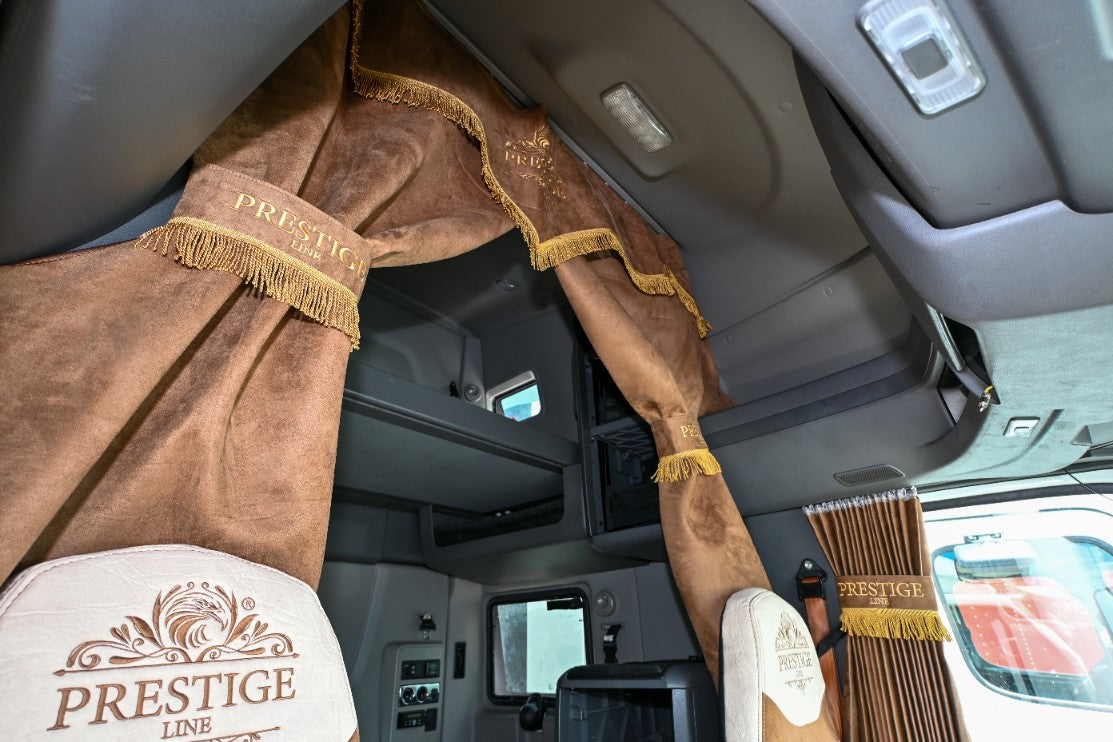 INTERNATIONAL LT RH PROSTAR LONESTAR truck sleeper curtains Prestige-Line BROWN ALFA-WAYS LLC