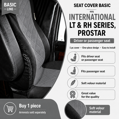 Seat Cover Basic INTERNATIONAL LT & RH SERIES, PROSTAR GRAY