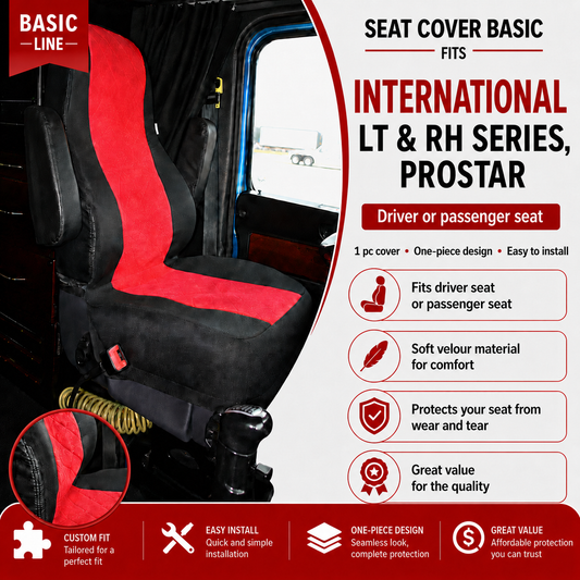 Seat Cover Basic fits  INTERNATIONAL LT & RH SERIES, PROSTAR RED