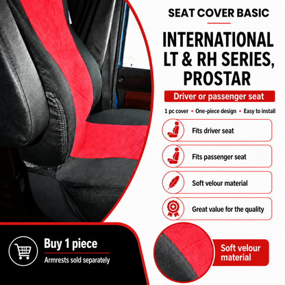 Seat Cover Basic fits  INTERNATIONAL LT & RH SERIES, PROSTAR RED