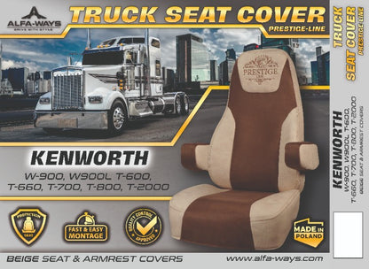 KENWORTH t-600, t-660, t-700, t-800, t-2000, w-900, w900l truck seat cover Prestige-Line BEIGE ALFA-WAYS LLC