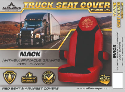 MACK ANTHEM, pinacle, granite, 2019-current truck seat cover Prestige-Line RED ALFA-WAYS LLC