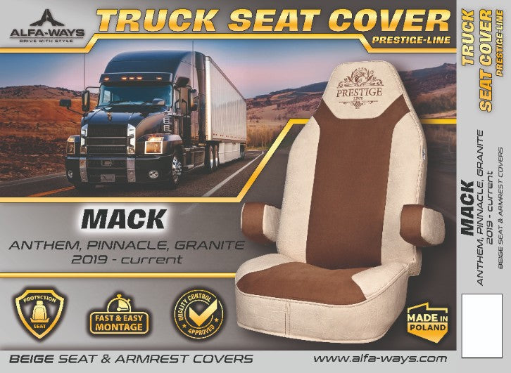 MACK ANTHEM, pinacle, granite, 2019-current truck seat cover Prestige-Line BEIGE ALFA-WAYS LLC