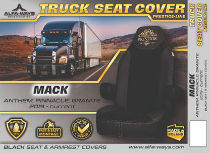 MACK ANTHEM, pinacle, granite, 2019-current truck seat cover Prestige-Line BLACK ALFA-WAYS LLC