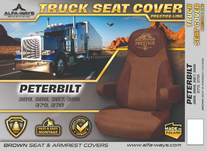 PETERBILT 378, 379, 386, 387, 388, 389 truck seat cover Prestige-Line BROWN ALFA-WAYS LLC