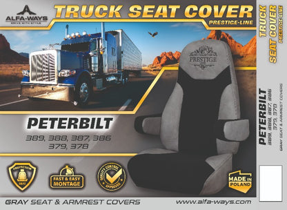 PETERBILT 378, 379, 386, 387, 388, 389 truck seat cover Prestige-Line GRAY ALFA-WAYS LLC