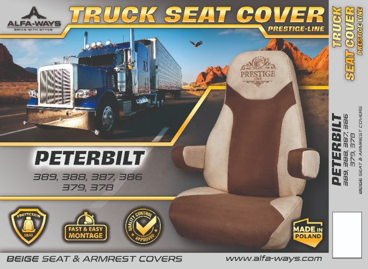 PETERBILT 378, 379, 386, 387, 388, 389 truck seat cover Prestige-Line BEIGE ALFA-WAYS LLC