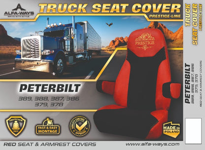 PETERBILT 378, 379, 386, 387, 388, 389 truck seat cover Prestige-Line RED ALFA-WAYS LLC