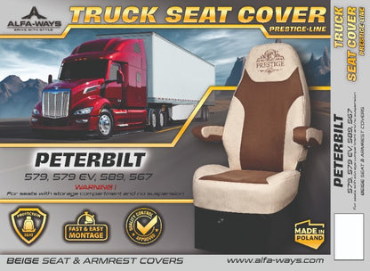 PETERBILT 579, 579EV, 589, 567 Truck seat cover Prestige-Line with box BEIGE ALFA-WAYS LLC