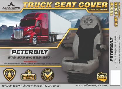 PETERBILT 579, 579EV, 589, 567 truck seat cover Prestige-Line GRAY ALFA-WAYS LLC