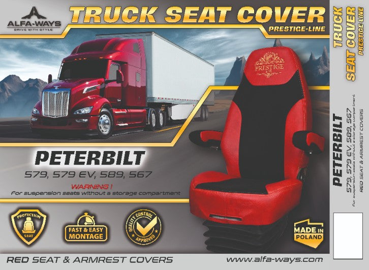 PETERBILT 579, 579EV, 589, 567 truck seat cover Prestige-Line RED ALFA-WAYS LLC